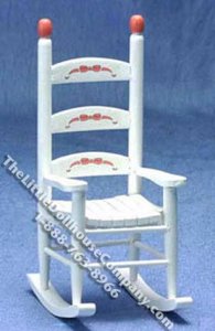 (image for) Miniature White Stenciled High Back Rocking Chair for Dollhouses