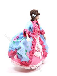 (image for) Miniature Handcrafted Vintage Rococo Lady in Blue and Pink