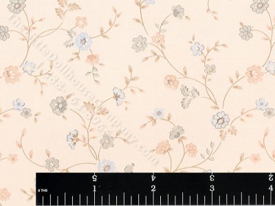 (image for) Pink/Blue Floral Vine Miniature Wallpaper for Dollhouses