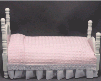 (image for) Miniature White Twin Bed with Pink Waffle Bedding by Janet