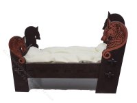 (image for) Miniature Walnut Wolf Bed for Dollhouses
