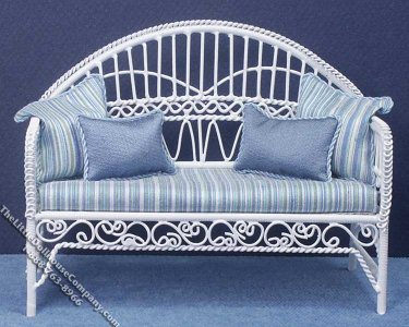 (image for) Miniature Metal Wire White Settee for Dollhouses