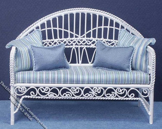(image for) Miniature Metal Wire White Settee for Dollhouses