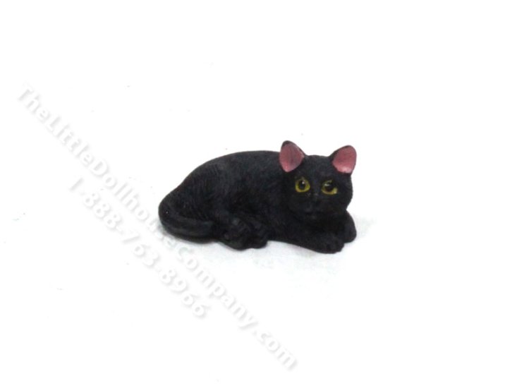 (image for) Miniature Loafing Black Cat for Dollhouses