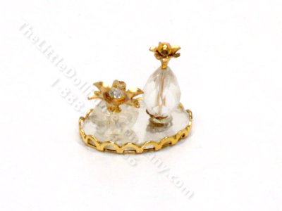 (image for) Miniature Mirrored Tray with Perfume for Dollhouses