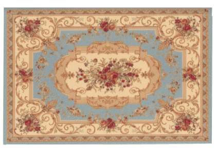(image for) Miniature Extra Small Cream and Pale Blue Aubusson Rug