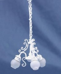 (image for) Dollhouse Scale Model Chandelier, 3-Lt Frosted Globes