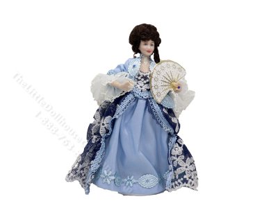 (image for) Miniature Handcrafted Vintage Rococo Lady in Blue with Fan