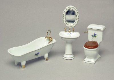 (image for) Miniature Bathroom Set for Dollhouses (4pc)
