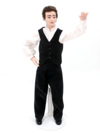 (image for) Miniature Porcelain 'Eddie' Doll in Black Vest