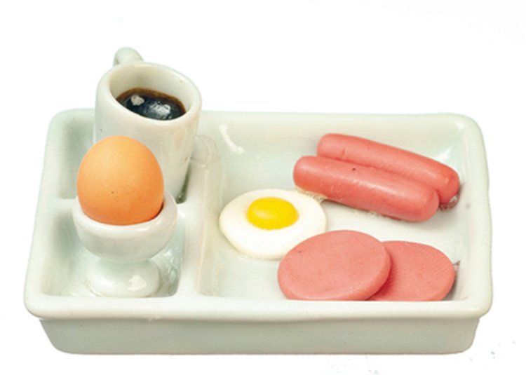 (image for) Miniature Ceramic Breakfast Tray For Dollhouses