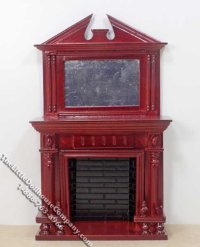 (image for) Miniature Mahogany Mirrored Fireplace for Dollhouses