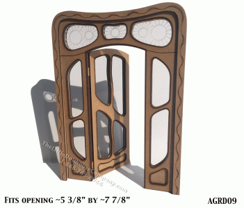 (image for) Dollhouse Miniature Wide Engraved Glass Batllo Door Kit