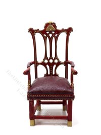 (image for) Dining Chair Mahogany with Red Leather Cushion Seat