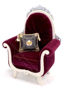 (image for) Dollhouse Miniature Maroon Throne Chair by Judith Blondell
