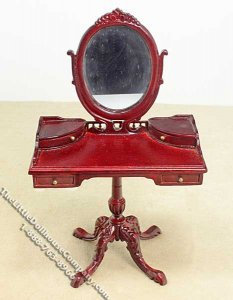 (image for) Miniature Mahogany Pedestal Vanity for Dollhouses