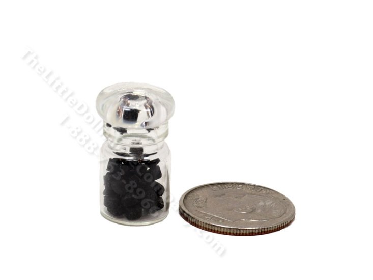 (image for) Miniature Glass Jar of Coal for Dollhouses