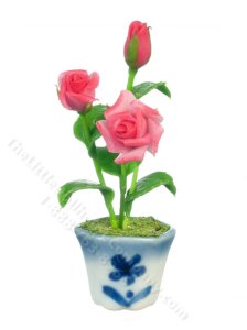(image for) Miniature Roses in a Pot for Dollhouses