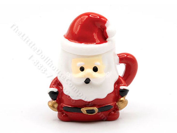 (image for) Miniature Ceramic Santa Mug Cookie Jar with Lid for Dollhouses