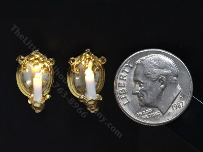 (image for) 1:48 Scale Miniature 3V Pair of Sconces for Dollhouses