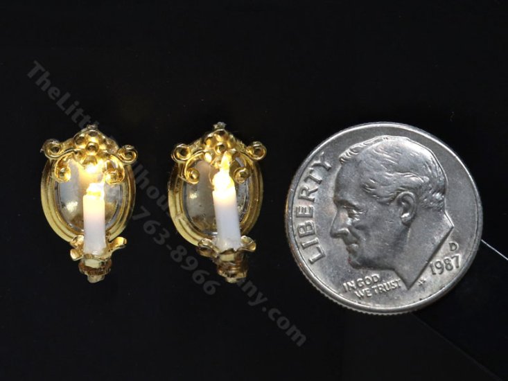 (image for) 1:48 Scale Miniature 3V Pair of Sconces for Dollhouses
