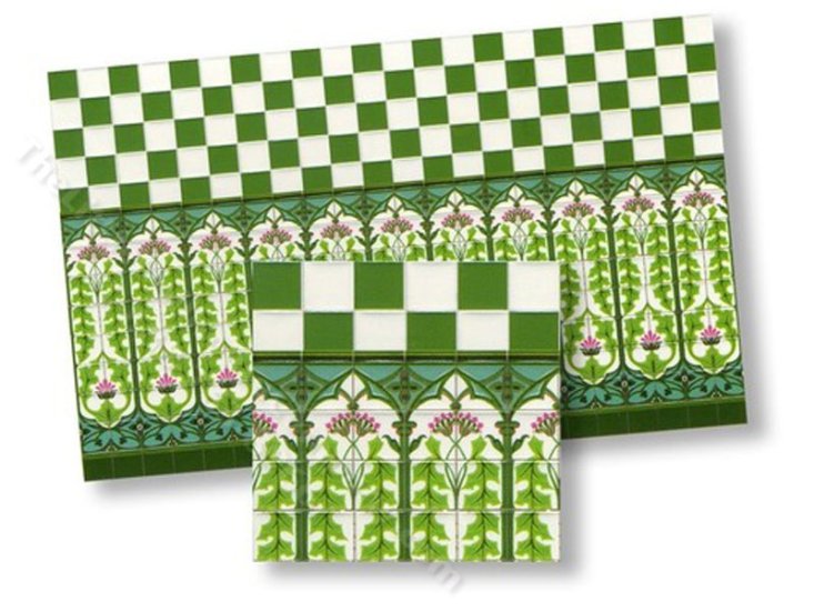 (image for) Dollhouse 1/2 Scale Model Green Wall Tiles