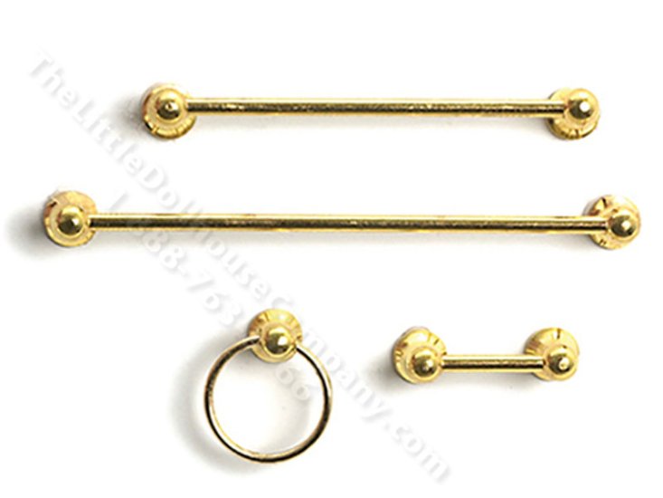 (image for) Miniature Brass Towel Rack Set
