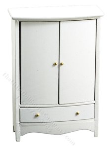 (image for) Miniature White Wardrobe for Dollhouses