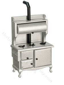(image for) Miniature Silver Wood Stove for Dollhouses
