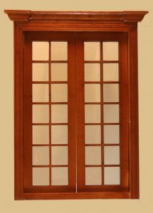(image for) Miniature Walnut Classic Double French Door for Dollhouses