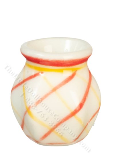(image for) Miniature Orange Striped Hexagon Vase for Dollhouses