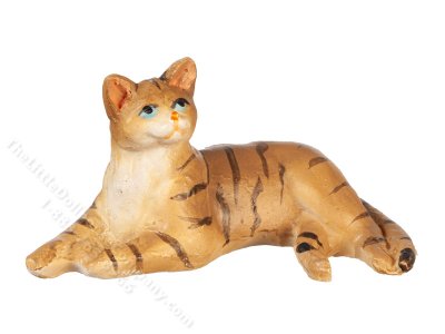(image for) Miniature Laying Tabby Cat for Dollhouses