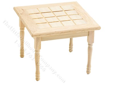 (image for) Miniature Unfinished Kitchen Table with Tile Inlay