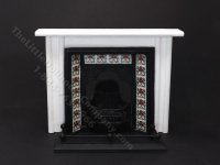 (image for) Miniature Coalbrookdale Tiled Fireplace and Fender Set for Dollhouses - White & Red