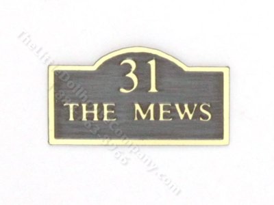 (image for) Dollhouse Miniature Brass Plaque - "31 The Mews"