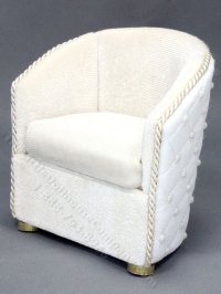 (image for) Miniature White Velvet Barrel Chair by Judith Blondell