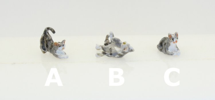 (image for) Miniature 1/4 Scale Grey Cat for Dollhouses