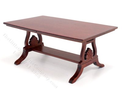 (image for) Miniature Walnut Trestle Table for Dollhouses