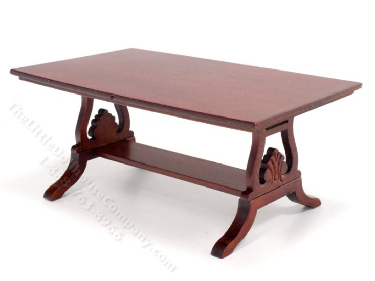 (image for) Miniature Walnut Trestle Table for Dollhouses