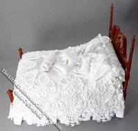 (image for) Miniature 4 Post Bed w/Pillows & Lace Covers by Serena Johnson