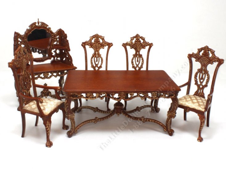 (image for) Dollhouse Miniature 6 Pc. Walnut Dining Set