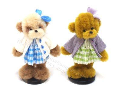 (image for) Miniature Medium-Size Standing Teddy Bear in Dress by Sue Wilkes
