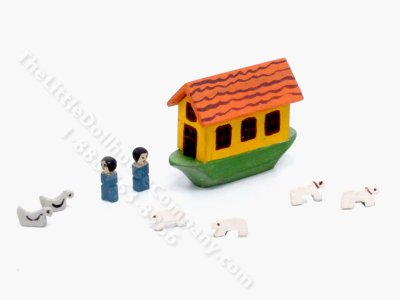 (image for) Miniature Wooden Noah's Ark Toy for Dollhouses