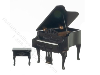 (image for) Miniature Black Baby Grand Piano for Dollhouses
