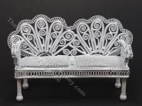 (image for) Miniature White Wire Garden Bench/Sofa