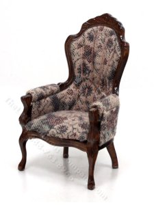 (image for) Miniature Victorian Lady's Chair for Dollhouses - Walnut