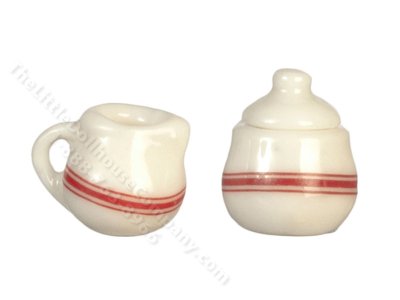 (image for) Miniature Sugar Bowl and Creamer for Dollhouses