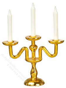 (image for) Miniature 3 Arm Candelabra for Dollhouses - Gold