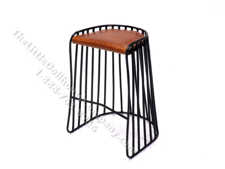 (image for) Miniature Black Bride's Veil Stool w/ Leather Seat Pad by PRD Miniatures