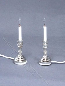 (image for) Miniature Silver Candlestick Lamps, 12V